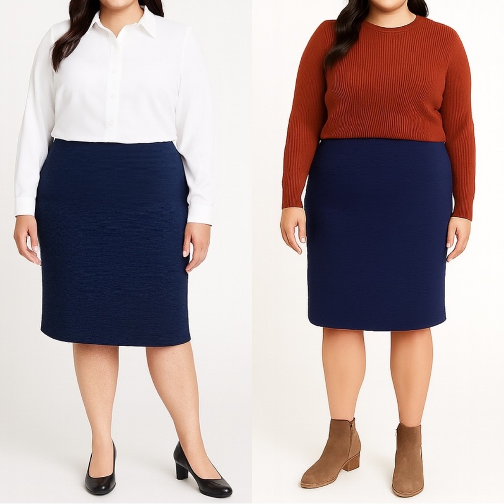 MM Lafleur Navy Pencil Skirt